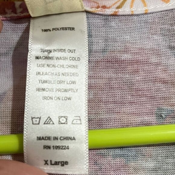 Endless Designs Women’s Red Multi Floral Print 3/4 Sleeve Tunic Top Sz-XL - Picture 5 of 6